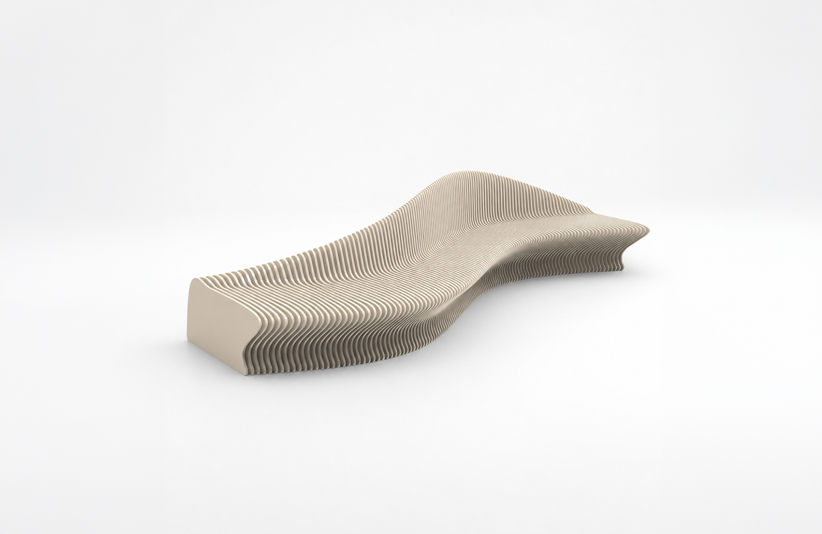 Finished 3D-printed bench